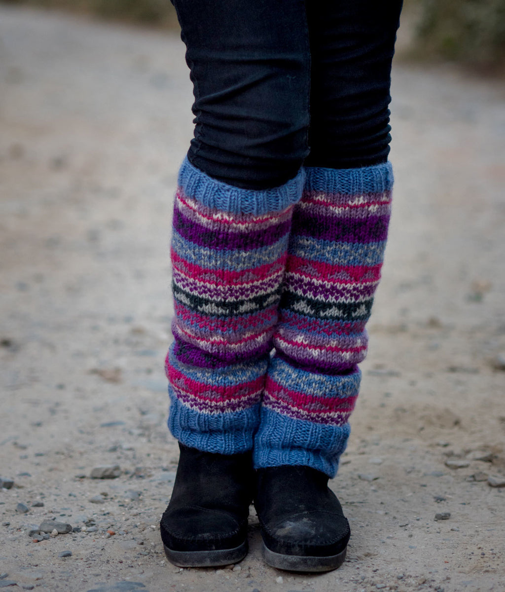 Fair Isle teal patterned leg warmers – The Frockery