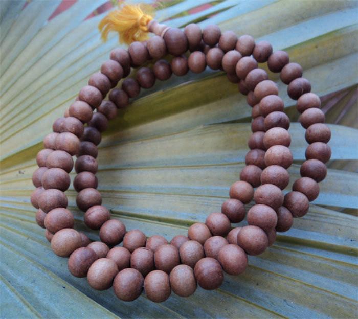 6 mm Sandalwood Beads Prayer Mala with Yellow Tassel — NepaCrafts Product