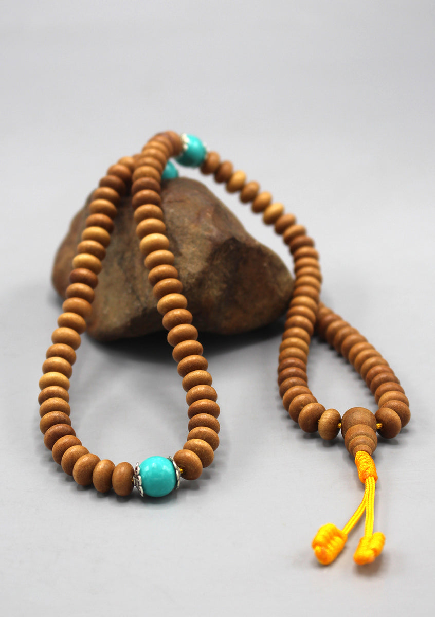 6 mm Sandalwood Beads Prayer Mala with Yellow Tassel — NepaCrafts Product