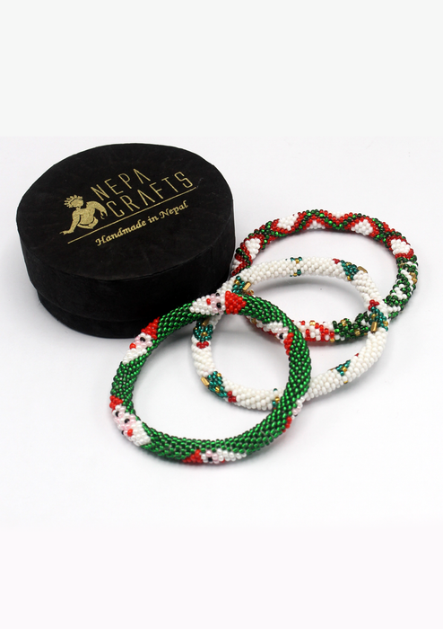 Santa Claus Christmas Roll Beads Set  Jewelry Box