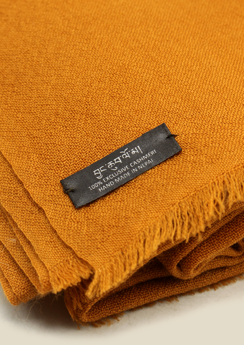 Buddhist Monk Orange Cashmere Large Shawl