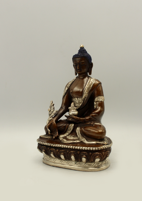 Copper Medicine Buddha Statue 6"H