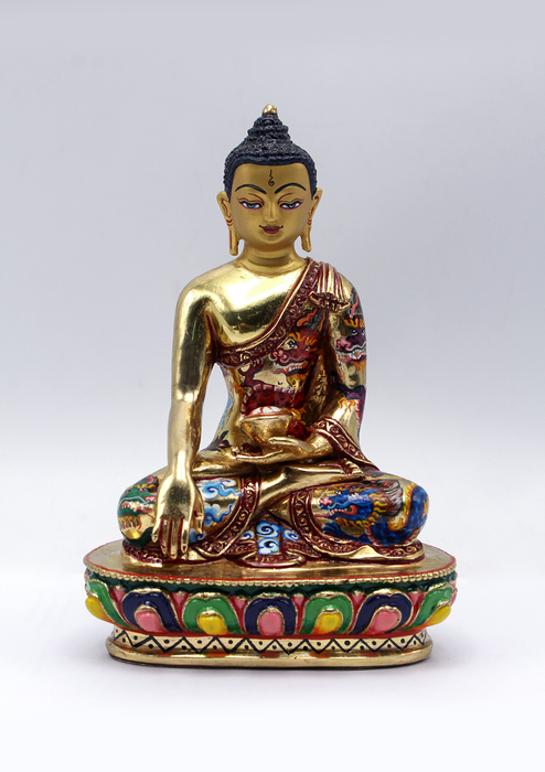 Beautifully Hand Painted Gold Plated Shakyamuni Buddha Statue