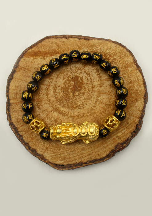 Resin Beads  Om Mani Dragon Mala Wrist Bracelet