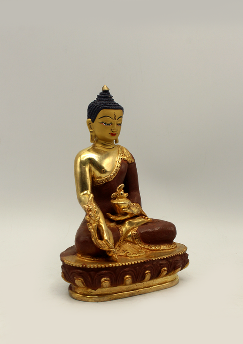 Partly Gold Plated Medicine Buddha Statue 5"H