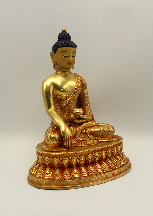 Full Gold Plated Shakyamuni Buddha Statue 8.5" H