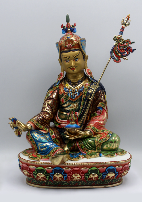 MASTER PIECE 24 K  GOLD HANDPAINTED GURU PADMASAMBHAVA  14"H RAJMUNI ARTS