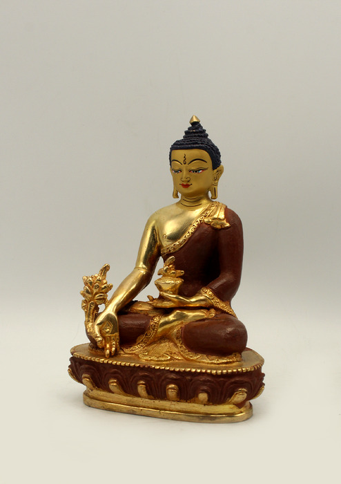 Partly Gold Plated Medicine Buddha Statue 5"H