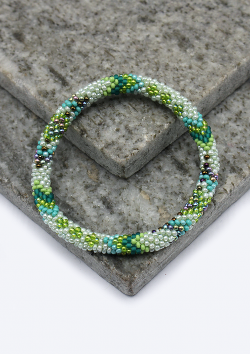 Roll on Beads Green  Bracelet