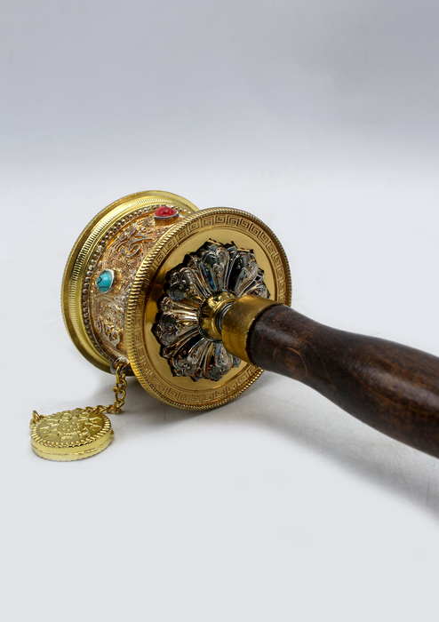 Golden Color Tibetan Handheld Prayer Wheel