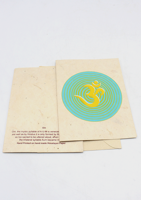 Om in a Concentric Circle Printed Lokta Paper Greeting Card