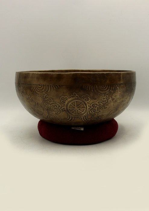 Auspicious Buddhist Symbols Engraved Tibetan Singing Bowl 8"