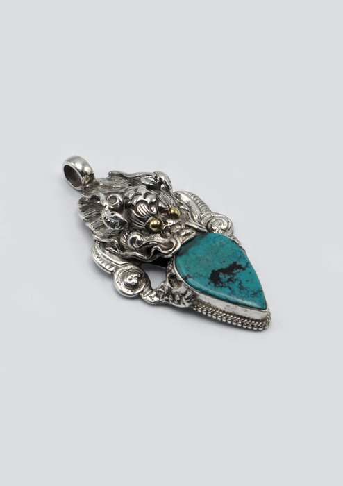 HandCrafted  Turquoise Dragon Pendant by Pratap Shakya