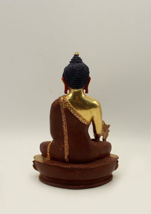 Partly Gold Plated Medicine Buddha Statue 5"H