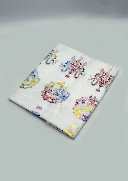 Eight Auspicious Symbol Printed Silk Blended Offering Scarf