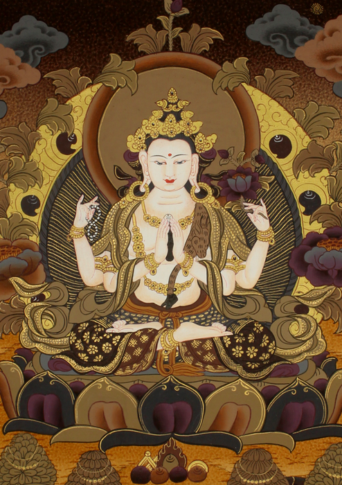 Chenrezig God of Compassion Thangka Painting Art