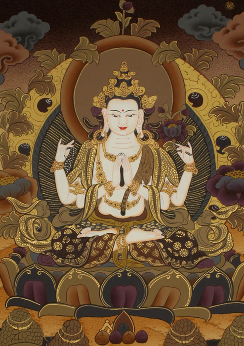 Chenrezig God of Compassion Thangka Painting Art