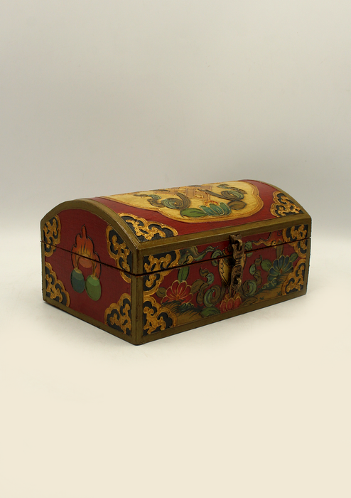 Handpainted Tibetan Wooden Endless Knot Optical Box