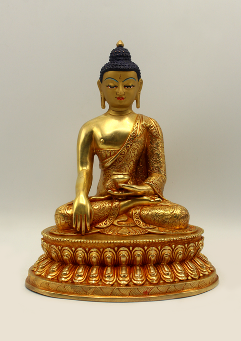 Full Gold Plated Shakyamuni Buddha Statue 8.5" H