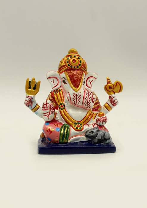 Hand Painted Brass Ganesha Statue