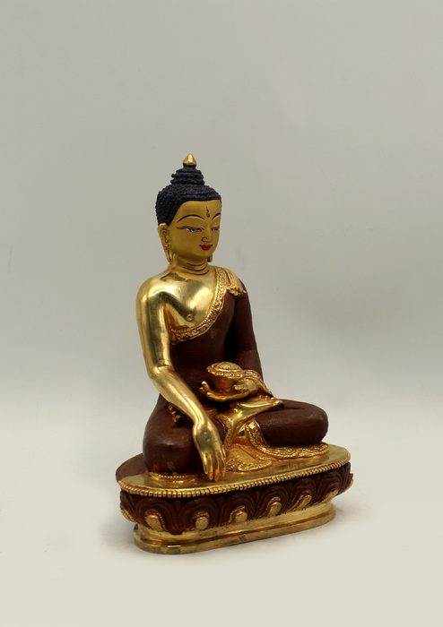 Partly Gold Plated Shakyamuni Buddha Statue 5"H