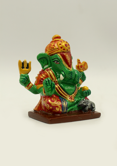 Hand Painted Brass Ganesha Statue