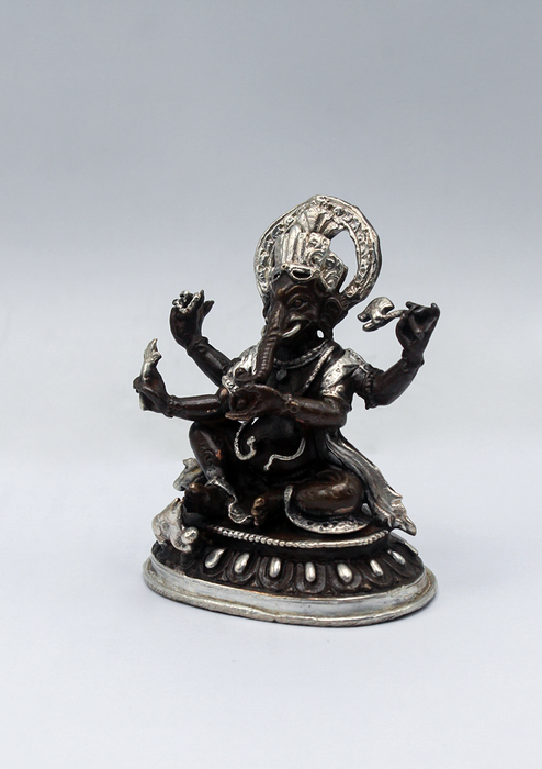 Copper  Siverplated Mini  Ganesha Statue 3"H