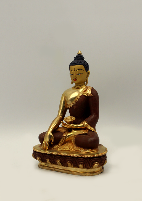 Partly Gold Plated Shakyamuni Buddha Statue 5"H