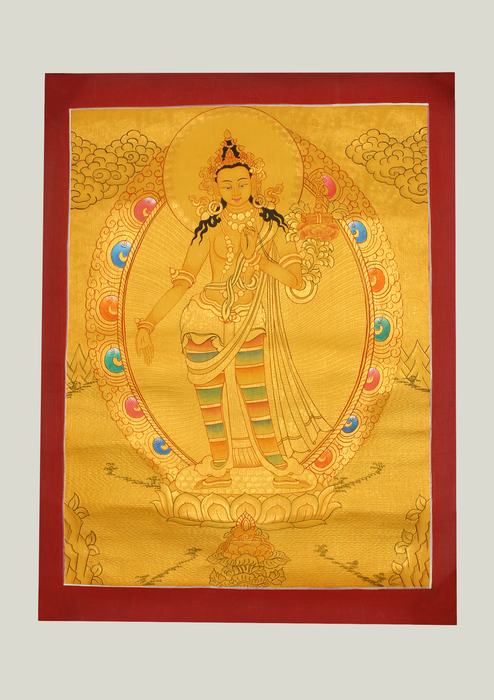 Standing Tara Full Gold Tibetan Thangka Painting