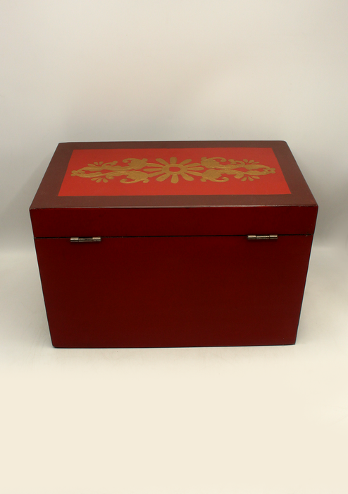 Handpainted Tibetan Snow Lion Wooden Box- Extra Large