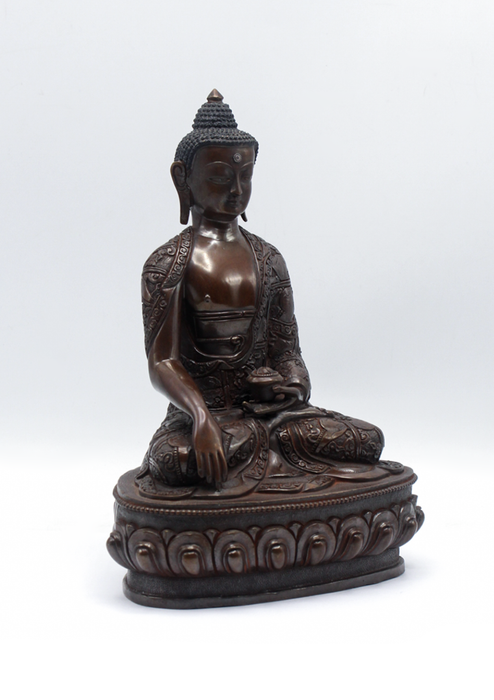 Copper Shakyamuni Buddha Statue 9"H