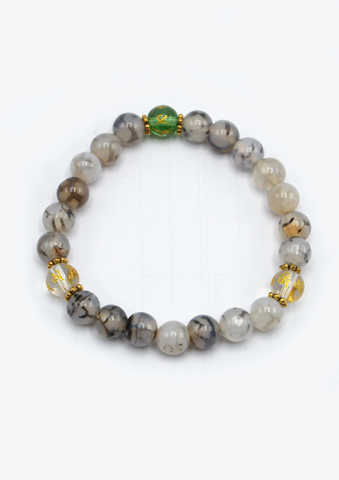 Labradorite with Mantra Bead strechable  Mala Bracelet