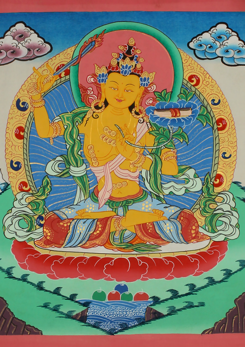 Manjushree Painted Tibetan Thangka Painting