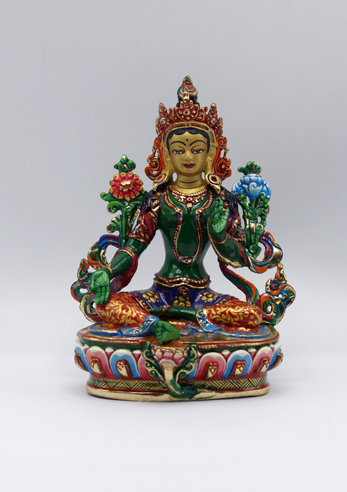 Green Tara Hand Painted 6 Inch Statue