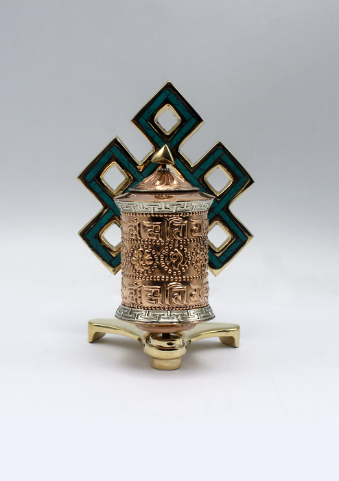 Tibetan Prayer Wheel Endless Knot Wall Mounting