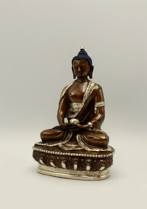 Copper Amitabha Buddha Statue 6"H