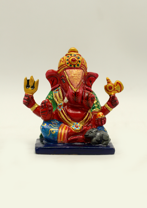 Hand Painted Brass Ganesha Statue