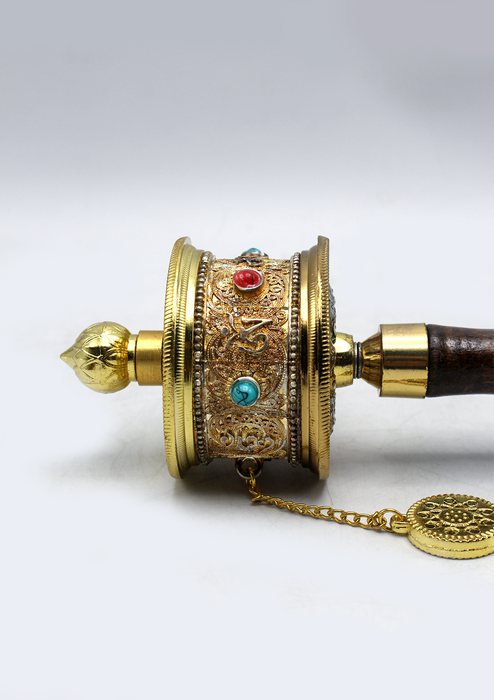 Golden Color Tibetan Handheld Prayer Wheel