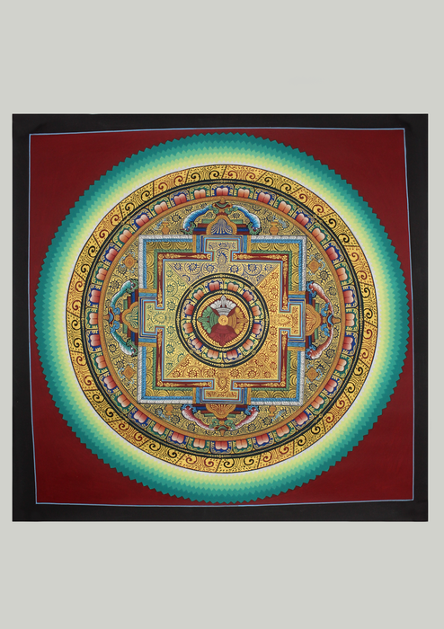 Red Cosmic Mandala Thangka Painting