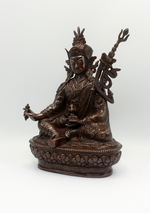 Copper Guru Padmasambhava Statue 9.5"H