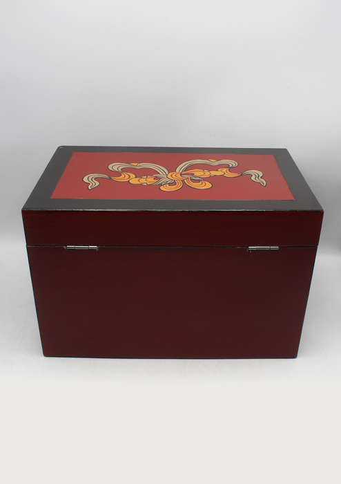 Handpainted Tibetan Sankha Flower Wooden Box- Extra Large