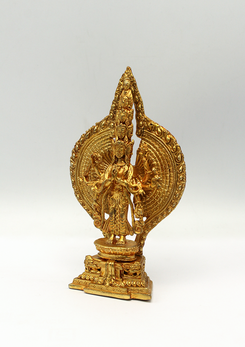 Gold Plated Bodhisattva Avalokiteshvara Statue 6"