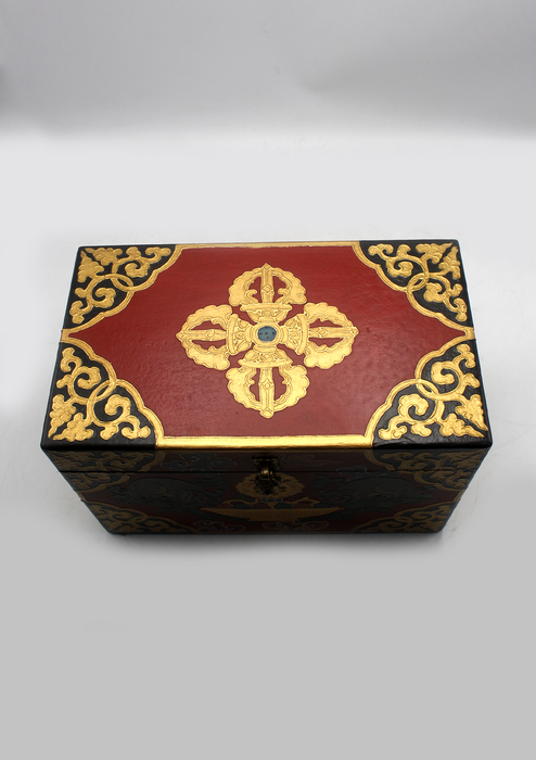 Double Dorjee Handpainted Tibetan Wooden Box - Medium