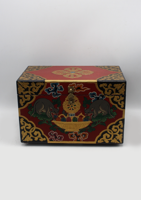 Double Dorjee Handpainted Tibetan Wooden Box - Medium