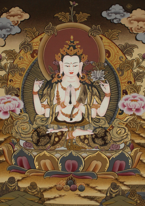 Chenrezig God of Compassion Thangka Painting Art