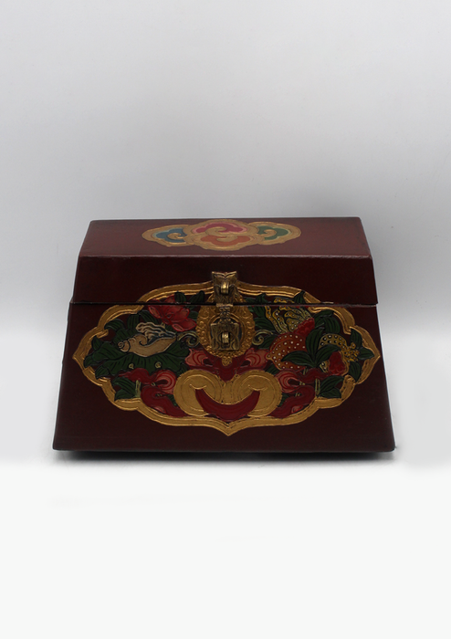 Handpainted Tibetan Jewelry Box with Tibetan Symbols