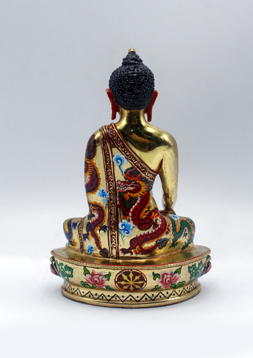 Beautifully Hand Painted Gold Plated Shakyamuni Buddha Statue