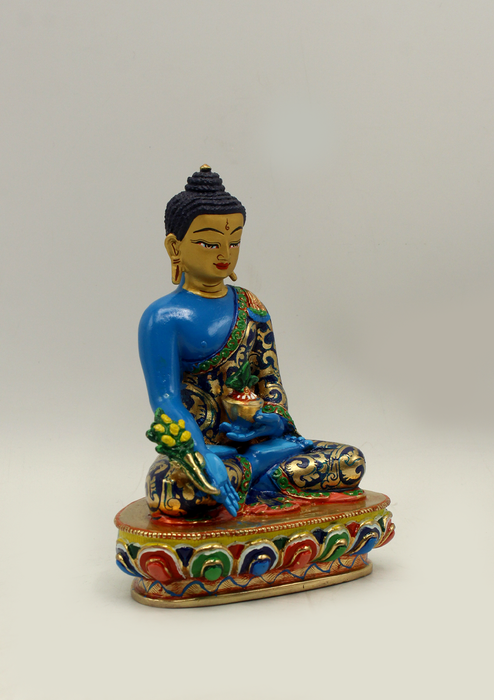 Masterarts Goldplated Colored Medicine Buddha Statue 5"H