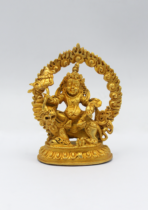 Gold Plated Mini Kubera Zambala Statue 2.8 inch