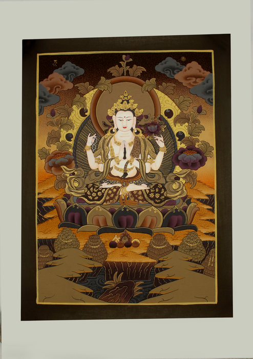 Chenrezig God of Compassion Thangka Painting Art